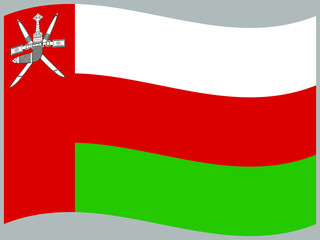 Oman Waving national flag, isolated on background. original colors and proportion. Vector illustration symbol and element, for travel and business from countries set