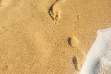 Fototapeta na wymiar foot prints on the sand