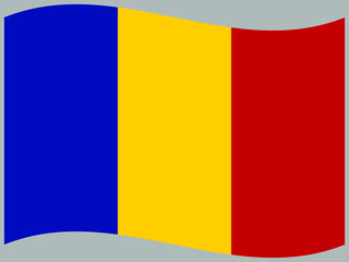 Romania Waving national flag, isolated on background. original colors and proportion. Vector illustration symbol and element, for travel and business from countries set