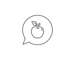 Apple line icon. Chat bubble design. Fresh fruit sign. Natural food symbol. Outline concept. Thin line apple icon. Vector