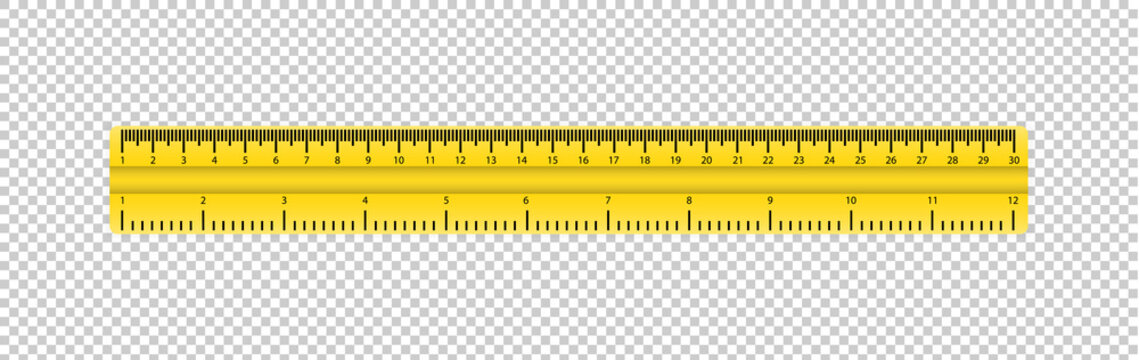 Realistic plastic pink ruler ribbon, on an isolated white