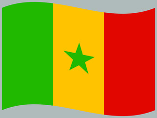 Senegal Waving national flag, isolated on background. original colors and proportion. Vector illustration symbol and element, for travel and business from countries set