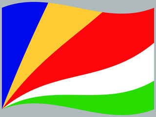 Seychelles Waving national flag, isolated on background. original colors and proportion. Vector illustration symbol and element, for travel and business from countries set