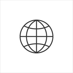 Gray line icon of web on white background. Vector illustration.