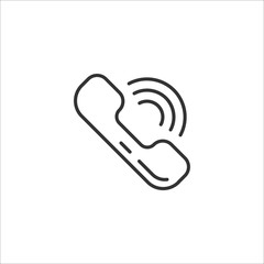 Gray line icon of phone on white background. Vector illustration.