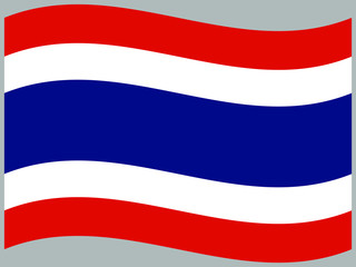 Thailand Waving national flag, isolated on background. original colors and proportion. Vector illustration symbol and element, for travel and business from countries set