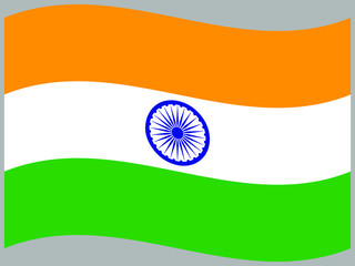 India Waving national flag, isolated on background. original colors and proportion. Vector illustration symbol and element, for travel and business from countries set