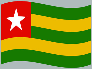 Togo Waving national flag, isolated on background. original colors and proportion. Vector illustration symbol and element, for travel and business from countries set