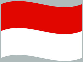 Indonesia Waving national flag, isolated on background. original colors and proportion. Vector illustration symbol and element, for travel and business from countries set