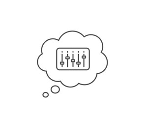 DJ controller line icon. Chat bubble design. Music sound sign. Musical device symbol. Outline concept. Thin line dJ controller icon. Vector