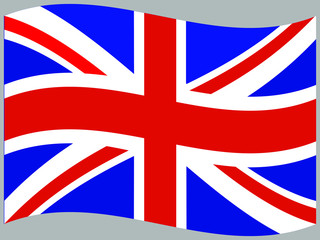 United Kingdom of Great Britain Waving national flag, isolated on background. original colors and proportion. Vector illustration symbol and element, for travel and business from countries set