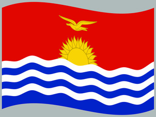 Kiribati Waving national flag, isolated on background. original colors and proportion. Vector illustration symbol and element, for travel and business from countries set