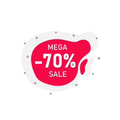 Discount 70% in banner on white background. Mega sale and discount on product.