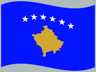 Kosovo Waving national flag, isolated on background. original colors and proportion. Vector illustration symbol and element, for travel and business from countries set