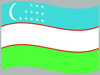 Uzbekistan Waving national flag, isolated on background. original colors and proportion. Vector illustration symbol and element, for travel and business from countries set