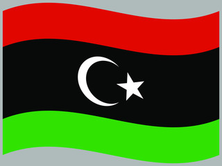 Libya Waving national flag, isolated on background. original colors and proportion. Vector illustration symbol and element, for travel and business from countries set