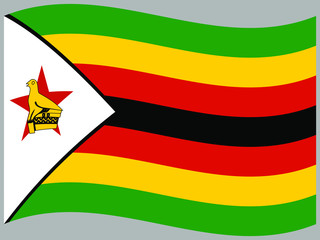 Zimbabwe Waving national flag, isolated on background. original colors and proportion. Vector illustration symbol and element, for travel and business from countries set
