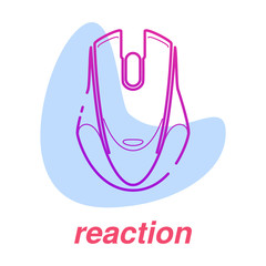 game reaction icon, esports skills, vector line concept with pc mouse on isolated background