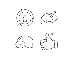 Health eye line icon. Chat bubble, info sign elements. Oculist clinic sign. Optometry vision symbol. Linear health eye outline icon. Information bubble. Vector