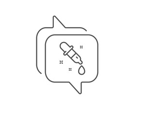 Chemistry pipette line icon. Chat bubble design. Laboratory sign. Analysis lab symbol. Outline concept. Thin line chemistry pipette icon. Vector