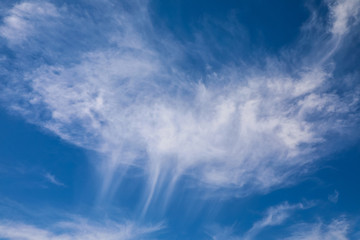 Fototapeta na wymiar Light clouds streaking against a blue sky