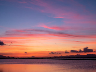 Fototapeta na wymiar sunset in the salty lagoons of santa pola