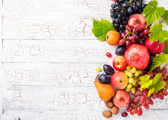 Various autumn fruits. Harvest concept