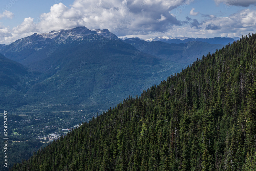 Wall mural bird view of the whistler mountain in the morning from the top.