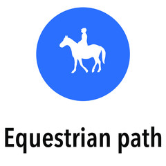 Equestrian path Information and Warning Road, caution traffic street sign, vector illustration isolated on white background for learning, education, driving courses, sticker, icon.