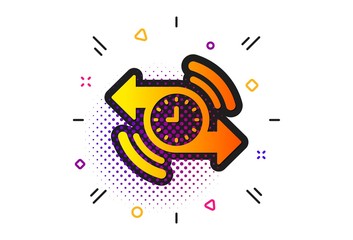 Time or clock sign. Halftone circles pattern. Timer icon. Classic flat timer icon. Vector