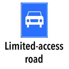 Limit access road  Information and Warning Road, caution traffic street sign, vector illustration isolated on white background for learning, education, driving courses, sticker, icon.