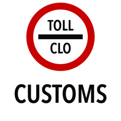 Toll Customs control stop Information and Warning Road, caution traffic street sign, vector illustration isolated on white background for learning, education, driving courses, sticker, icon.