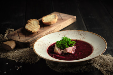 Beetroot borsch. catering menu