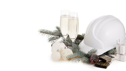Construction hard hat and Christmas.