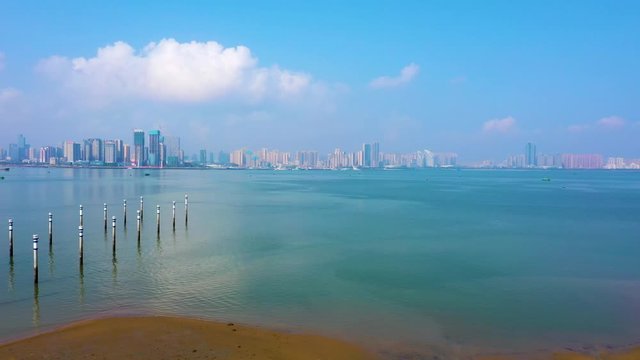 A seaside city view of Zhanjiang Bay, Guangdong, China
