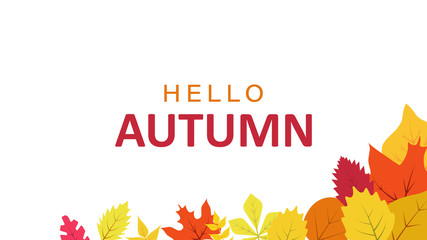 Card, banner or poster flat vector template on 'Hello Autumn