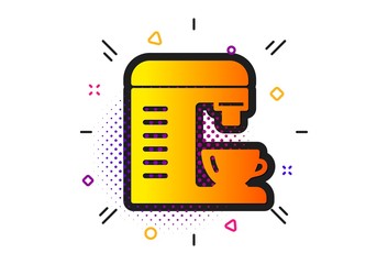 Hot drink sign. Halftone circles pattern. Coffee machine icon. Fresh beverage symbol. Classic flat coffee machine icon. Vector