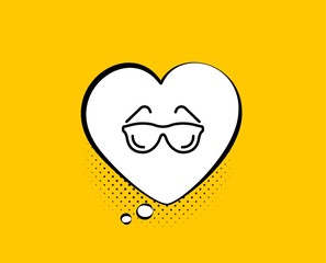 Eyeglasses line icon. Comic speech bubble. Oculist clinic sign. Optometry vision symbol. Yellow background with chat bubble. Eyeglasses icon. Colorful banner. Vector