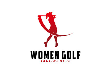 women golf logo icon vector isolated