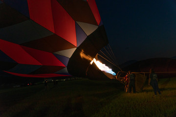 Hot air balloons at sunset at a balloon festival in Grants Pass Oregon