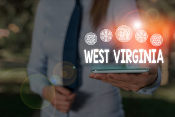 Conceptual hand writing showing West Virginia. Concept meaning United States of America State...