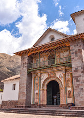 Fototapeta premium Exterior facade of the Barroque-style church of Andahuaylillas, near Cusco, Peru
