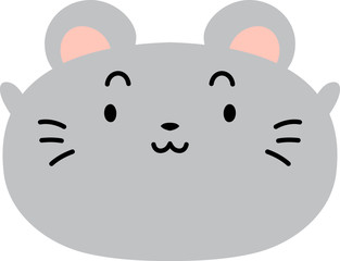 Gray Cute mouse face