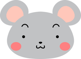 Gray Cute mouse face
