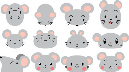 Gray Cute mouse face