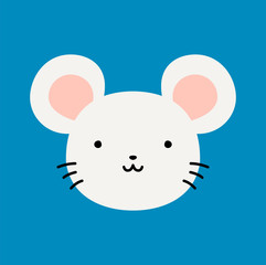 White Cute mouse face