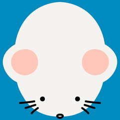 White Cute mouse face