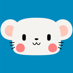 White Cute mouse face