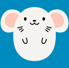 White Cute mouse face