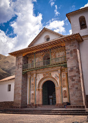 Fototapeta premium Exterior facade of the Barroque-style church of Andahuaylillas, near Cusco, Peru